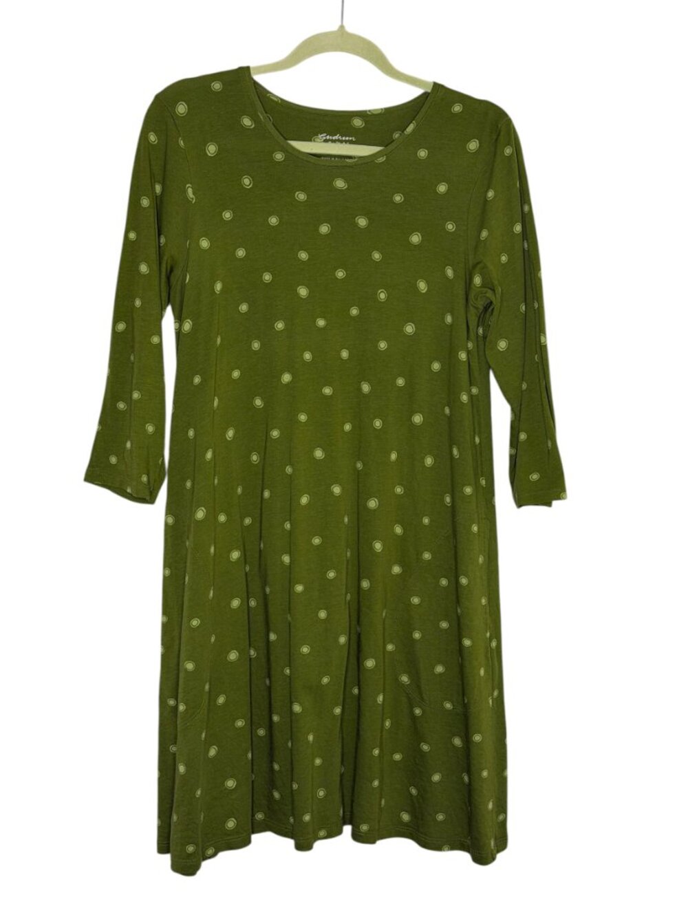 Gudrun Sjoden A Line Dress Organic Knit Polka Dot Green S